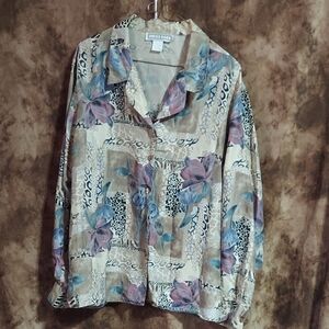 Dressbarn Long Sleeve Silk Shirt Size Large Inv452